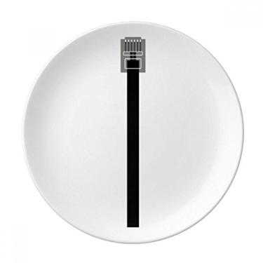 Imagem de Cabo de Internet preto padrão USB placa decorativa de porcelana salver louça de jantar