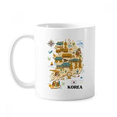 Imagem de Caneca clássica popular da Coreia do Sul Caneca de cerâmica branca Presente com alças 350 ml