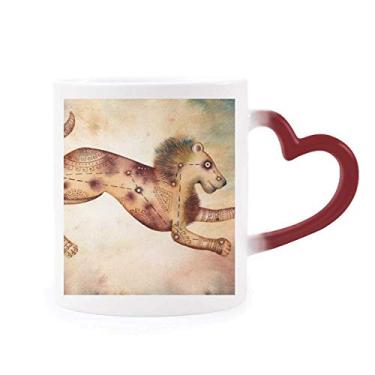 Imagem de Julho August Leão Constelação Zodíaco Caneca sensível ao calor Vermelho Mudança de cor