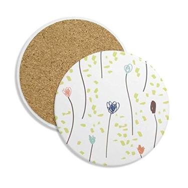 Imagem de Caneca de flor selvagem abstrata arte porta-copos caneca de proteção de mesa pedra absorvente