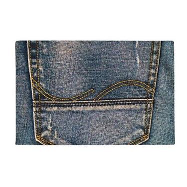 Imagem de DIYthinker Bolso jeans forro de caubói, forro têxtil, tapete antiderrapante para porta de banheiro, tapetes para banheiro, tapetinho