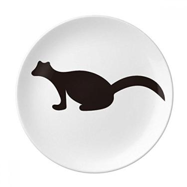 Imagem de Prato de retrato de animal preto Polecat decorativo de porcelana Salver talheres, Prato de jantar