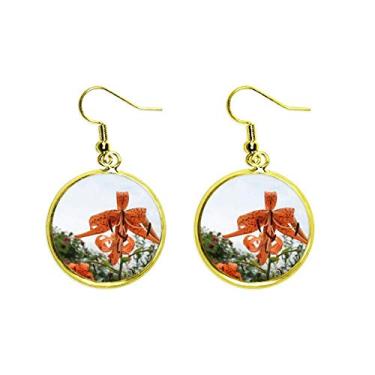 Imagem de Brinco de gota dourada Orange River Lily Art Déco, presente fashion com orelha pendurada, joia feminina