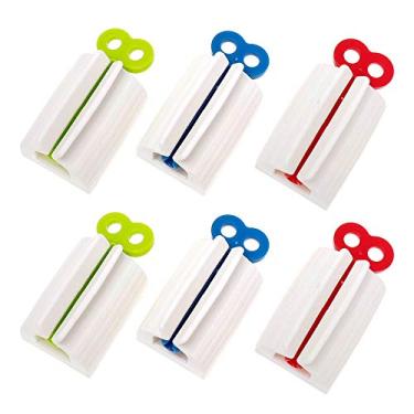 Imagem de Espremedor de pasta de dente para banheiro, 6 peças, suporte para assento de pasta de dente giratória, dispensador de pasta de dente para cabelo, cosméticos, espremedor de tinta a óleo