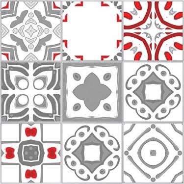 Imagem de Adesivo de Azulejo Vermelho Cinza Vigo 10x10 cm 50un