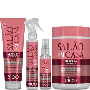 Imagem de Tratamento Salão em Casa Eico Máscara Leave-In Óleo Reparador Spray Finalizador Hidratação Intensiva Ativos Hialurônicos
