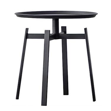 Imagem de Mesa de centro pequena mesa lateral redonda, mesa de centro mesa de cabeceira mesa de canto moderna para sala de estar quarto escritório pequenos espaços, 48 cm P x 40 cm A mesas de canto (cor: preto)