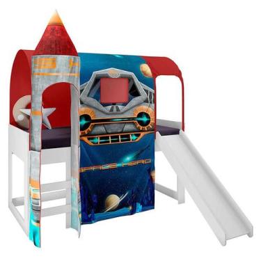 Imagem de Cama Infantil Joy Com Escorregador Dossel Barraca Space E 1 Torre 21A