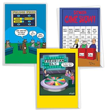 Imagem de NobleWorks Pacote sortido de 3 cartões comemorativos de aniversário hilários com envelopes (3 modelos, 1 cada) dia do jogo VC10232BDG-C1x3