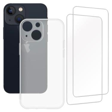 Imagem de Zuitop Capa adequada para iPhone 13 Mini 5,4 (5,4 polegadas) com 2 protetores de tela de vidro temperado, compatível com iPhone 13 Mini 5.4 gel de sílica TPU capa protetora transparente.