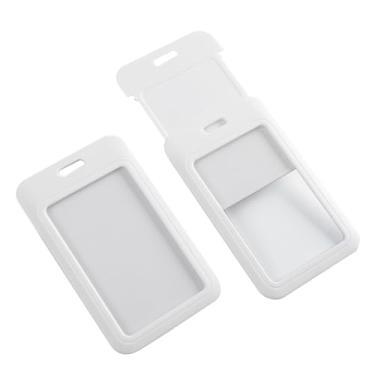 Imagem de Larpur Porta-crachá vertical de plástico com janela transparente, pacote com 3, tamanho padrão para crachá, cartão de identificação, cartão de crédito branco
