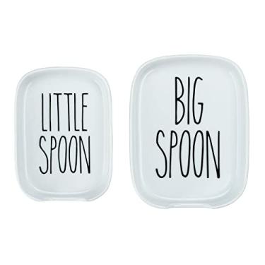Imagem de Heartland Home Porcelain Nesting Spoon Rest for Stove Top or Kitchen Counter. 2pc Cooking Spoon Holder (Big/Little). Utensil Rest and Small Spoon Rest. Smart Kitchen Gadgets and Cute Kitchen Gifts