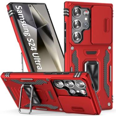 Imagem de SEFING Capa para Samsung Galaxy S24 Ultra Capa para celular Samsung S24 Ultra com capa para câmera, com suporte de anel, com função de suporte magnético para carro, para Samsung Galaxy S 24 Ultra