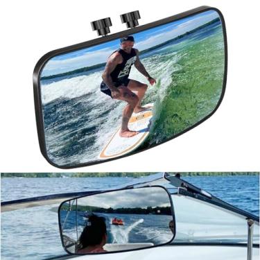 Imagem de CORRBPEN Espelho retrovisor marítimo para barco, espelho retrovisor universal de 22,8 cm × 14,5 cm, compatível com barcos de esqui e pontão.