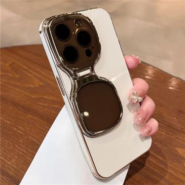Imagem de Luxo transparente dobrável lente caso de telefone para iphone 15 14 13 pro max chapeamento capa de silicone macio, branco, para iphone 15 promax