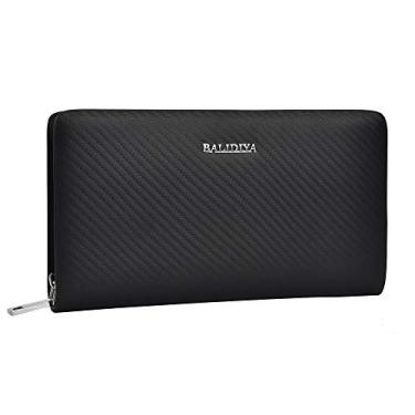 Imagem de Bolsa de mão masculina de couro genuíno para cartões de visita..., Black Single zipper -02, One size