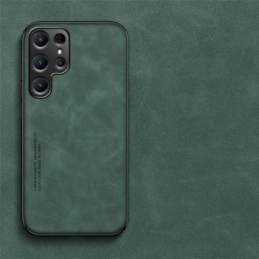 Imagem de Capa magnética de couro para Samsung Galaxy S24 S23 S22 S21 S20 FE S10 S9 Note 9 10 Plus 20 Ultra 5G capa macia, DRAK GREEN, para Note 10 Pro, Plus