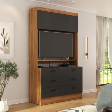 Imagem de Estante para Tv até 42 Polegadas Viena1 Porta 6 Gavetas Espresso Móveis Nogal/Grafite