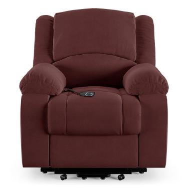 Imagem de Poltrona Do Papai Reclinável Melim Elevação Lift Elétrico Veludo Fh1 - D`rossi Cor Vinho