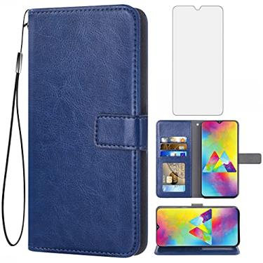 Imagem de Asuwish Capa carteira compatível com Samsung Galaxy M20, protetor de tela de vidro temperado e capa flip de couro, suporte para cartão, acessórios de celular, capas para celular para Glaxay M 20 M20,