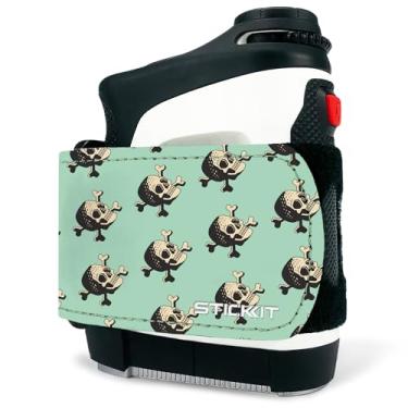 Imagem de STICKIT Alça magnética para telêmetro | Ímã forte prende com segurança a carrinhos de golfe e tacos de golfe para fácil acesso | Fina, ajuste de forma, tamanho ajustável | Caveiras verdes de espuma do mar