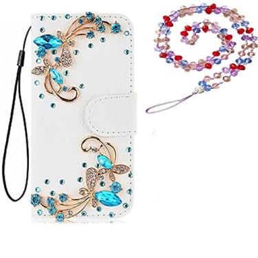 Imagem de Capa para Samsung Galaxy M22, capa protetora de couro brilhante e alça de pescoço [suporte] [compartimentos para cartões] [fecho magnético] para Samsung Galaxy F22 (# 23)