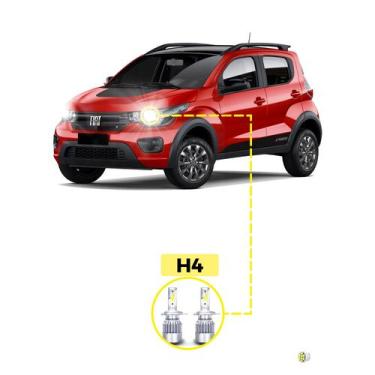Imagem de Kit Ultra LED Fiat Mobi 2017/2023 20000 Lúmens 6500K H4 - V10