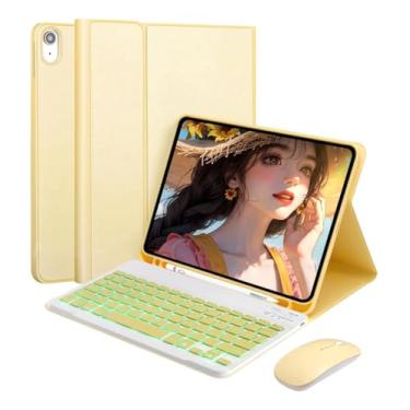 Imagem de Capa Para iPad Air 4ª Air 5ª Geração + Smart Keyboard+Mouse (Tartrazine, Teclado retroiluminado)