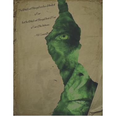 Imagem de The oldest and strongest emotion of mankind is fear, and the oldest and strongest kind of fear is fear of the unknown. ― H.P. Lovecraft: 8.5X11" 184 ... journal for women men with evil eye and face