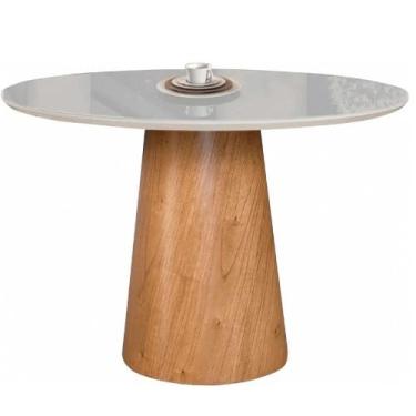 Imagem de Mesa de Jantar Cone Tampo Laqueado Com Vidro 100cm Facilita Decor, Off