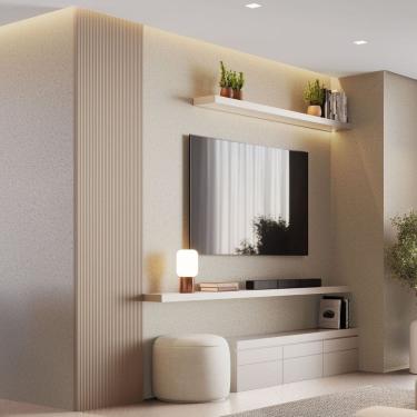 Imagem de Painel Ripado Decorativo Toronto 100% Mdf em Placa 58x250x3,3 Bege