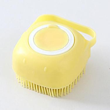 Imagem de Escova Pente Silicone Dispenser Shampoo Pet Banho Tosa Cães Gatos Cach