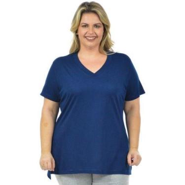 Imagem de Blusa Longa Mullet Plus Size Feminino - Vesttuario, Azul escuro marinh