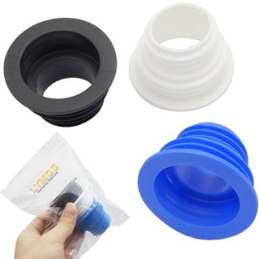 Imagem de Plugue de silicone de mangueira de tubo de drenagem de ajuste universal, vedação de mangueira de drenagem da máquina de lavar - Plugue de vedação de silicone Tubo de cozinha Anel de vedação de esgoto Máquina de lavar lavanderia banheiro, branco/preto/azul pacote com 3