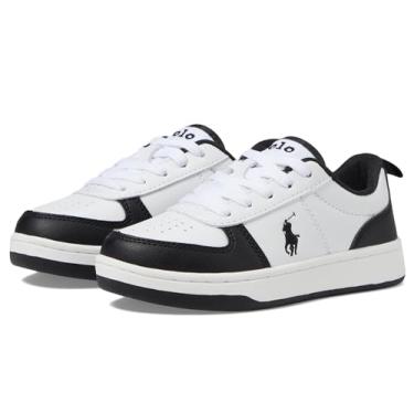 Imagem de POLO RALPH LAUREN Tênis masculino Polo Court II (criança pequena), Preto/branco, 2 Little Kid