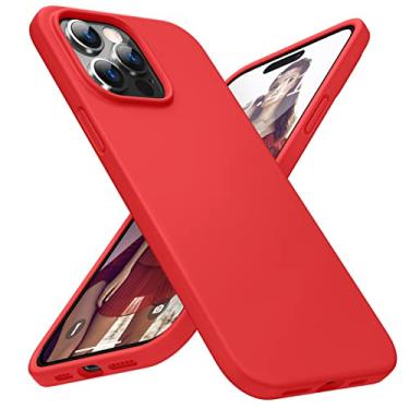 Imagem de DTTO Capa para iPhone 14 Pro, capa protetora fina de silicone líquido à prova de choque [proteção aprimorada para câmera e tela] com almofada de grade favo de mel para iPhone 14 Pro 6,1 polegadas 2022, vermelha