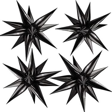 Imagem de FUNTOOB Balões de estrela balões de estrelas balões metálicos balões de aniversário balões de cone estrela preto balões de Star Wars balões de espiga balões de espiga para aniversário formatura decorações de eventos de negócios (50 peças)
