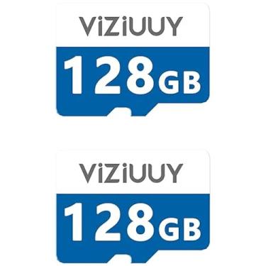 Imagem de VIZIUUY Cartão micro SD de 128 GB para câmeras de segurança, leitura de 90 MB/s, gravação de 25 MB/s, cartão de memória para câmeras de segurança solar interna e externa, câmera de ação, câmera de