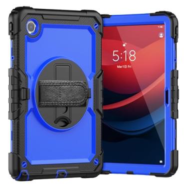 Imagem de Capa de proteção à prova de quedas com suporte e alça de rotação de 360° [suporte de caneta] e capa protetora de tela para tablet Lenovo Tab M10 Plus 3ª geração (TB-125F/128F) 10,6 polegadas (azul