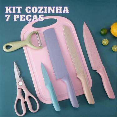 Imagem de Super Jogo Facas Profissional Inox Kit 7 Peças Gourmet Churrasco - SWE