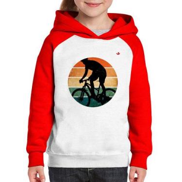 Imagem de Moletom Infantil Ciclismo Vintage Sunset - Foca na Moda, Branco, Verme