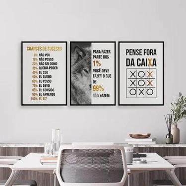 Imagem de Kit 3 Quadros Lobo Empreendedorismo 33x24cm - Quadros On-line, Madeira