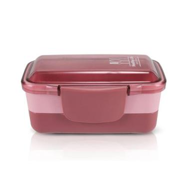 Imagem de Pote Marmita Plástico Alimentos com 2 Andares Divisórias Compartimento