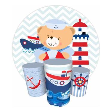 Imagem de Trio Capas Cilindro + Painel 1,50m Ursinho Marinheiro - Fadrix