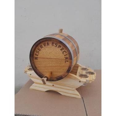 Imagem de Barril 3 litros com suporte para 4 copinhos dose - Artesanal 