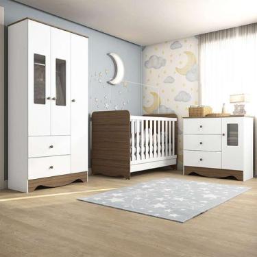 Imagem de Quarto Infantil Ben Flex 4 PT 5 GV Branco e Carvalho - Peroba