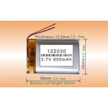 Imagem de Bateria 122030 600mah 12mmx20mmx30mm 2 Fios 3,7v - KMIG