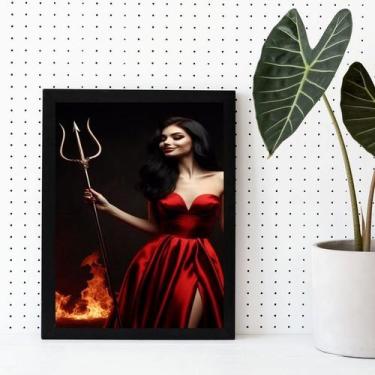 Imagem de Quadro Pomba Gira - Tridente 24x18cm - Quadros On-line, Moldura branca