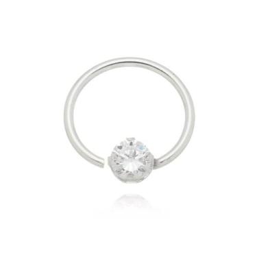 Imagem de Piercing de Prata Argolinha com pedra de Prata 925 - Cirulli Pratas