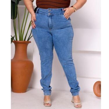 Imagem de Calça Skinny Jeans Feminina  modeladora Plus Size  cintura alta lycra/